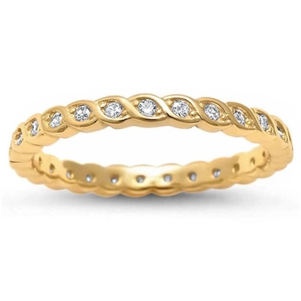 Yellow Gold Cubic Zirconia Eternity Ring